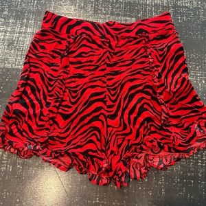 Aritzia Red High-Waist Shorts with ruffle